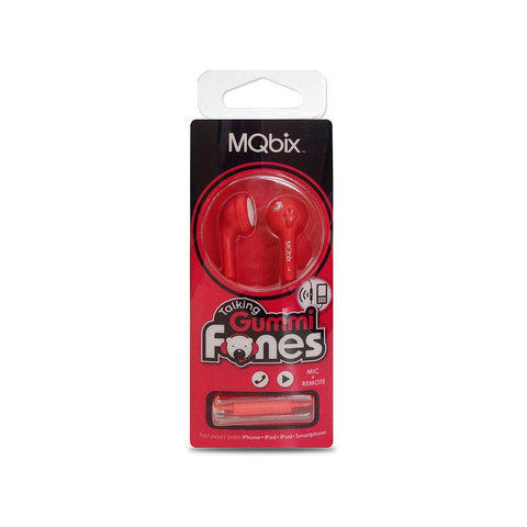 Wholesale-MQbix MQGF20 Flexible Gel Type Earphones with Mic, Red-Earbuds | Headphone-Electro Vision Inc