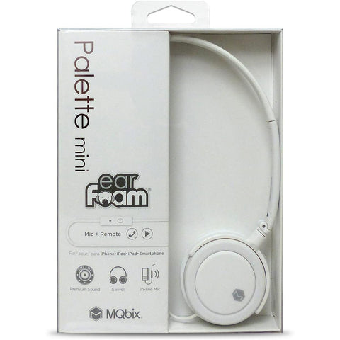 Wholesale-MQbix MQHT360WHT Palette Mini Lightweight Headphones with Built-In Mic, White-Headphones-Electro Vision Inc