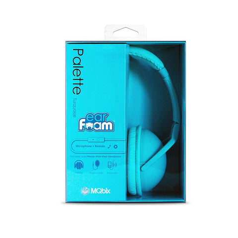 Wholesale-MQbix MQHT560BLU Ear Foam Palette High Performance Headphones with Mic, Turquoise Blue-Headphones-Electro Vision Inc