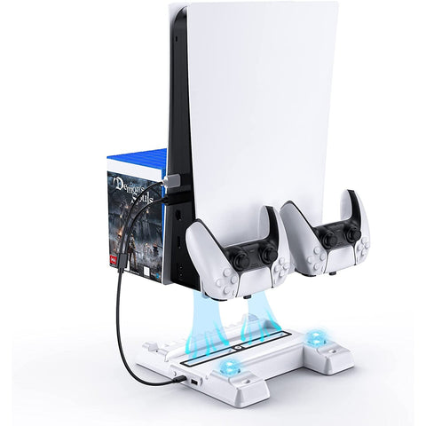 Wholesale-NexiGo PS5Stand PS5 Accessories Stand with Cooling Station - Dual Controllers Charger, Extra USB Ports, 3 Levels Adjustable Fans Speed, 11 Game Rack Organizer-Game Controller Accessories-Electro Vision Inc