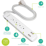 Wholesale-Philips SPC6244WCT1/37 4 Outlet Power Strip Surge Protector - White-Power Strips & Surge Suppressors-Electro Vision Inc