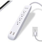 Wholesale-Philips SPC6244WCT1/37 4 Outlet Power Strip Surge Protector - White-Power Strips & Surge Suppressors-Electro Vision Inc