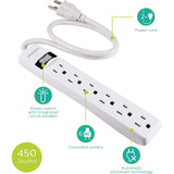 Wholesale-Philips SPP3062WP/37 6 Outlet Surge Protector 2' White - 2 Pack 450J-Power Outlet-Electro Vision Inc