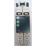 Wholesale-Philips SPP3062WP/37 6 Outlet Surge Protector 2' White - 2 Pack 450J-Power Outlet-Electro Vision Inc