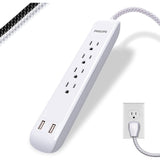 Wholesale-Philips SPP4113WB/37 4-Outlet 2-USB Port Surge Protector, 3', White-Power Outlet-Electro Vision Inc