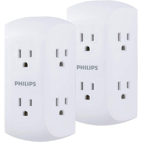Wholesale-Philips SPS1742WA/37 6 Outlet White 2 pack-Power Outlet-Electro Vision Inc