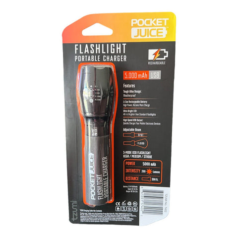 Wholesale-Pocket Juice 7402 5000 MahRechargeable Flashlight Power Bank-Flashlight-Electro Vision Inc