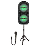 Wholesale-QFX PBX-8008SM Bluetooth Speaker Mic/Stand 2X8"-Speakers-Electro Vision Inc