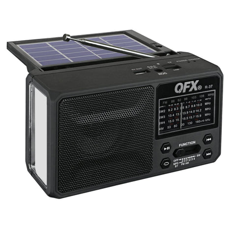 Wholesale-QFX R37 Solar Radio Rechargeable w Flashlight and Phone Charger USB-Radios-Electro Vision Inc