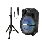 Wholesale-Qfx PBX156SM 15" Bluetooth Rechargeable Portable Speaker w/ Stand w/ Mic-Speakers-Electro Vision Inc