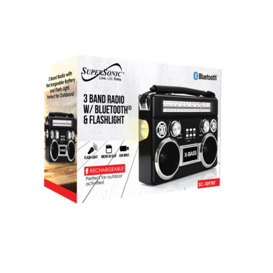 Wholesale-SUPERSONIC SC1097BT 3 BAND RADIO W BT-Radios-Electro Vision Inc