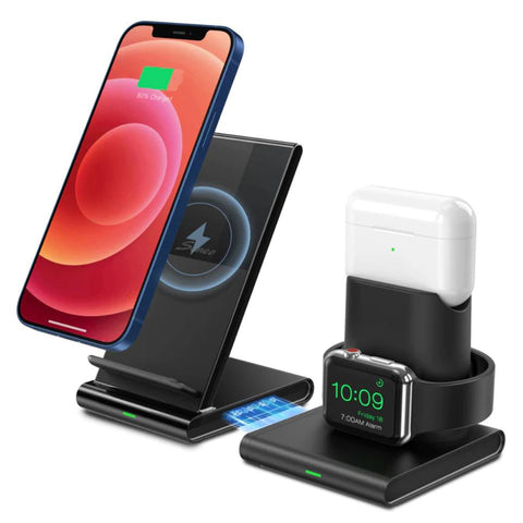 Wholesale-Seneo SNPA191BB 3 in 1 Wireless Charging Station for iPhone, iWatch, and Airpods-Charging Station-Electro Vision Inc