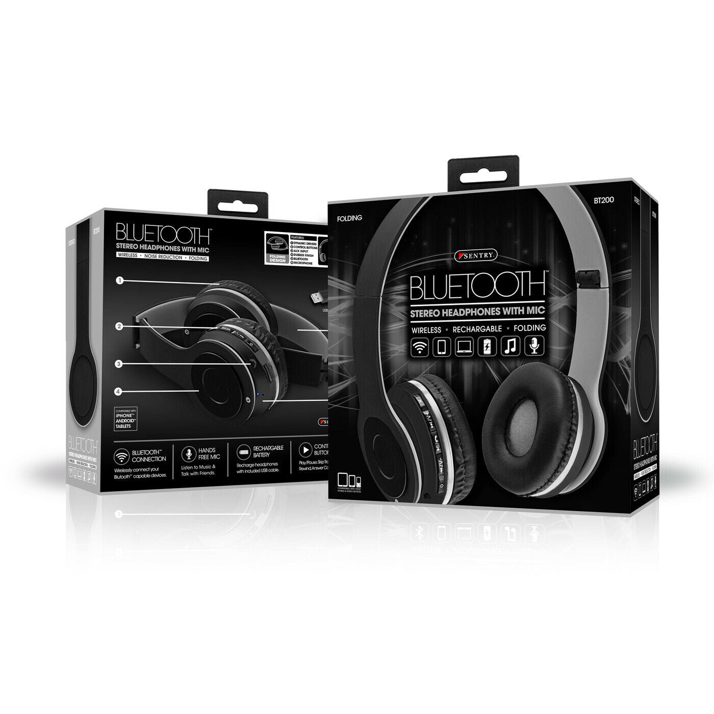 Wholesale-Sentry BT200 Bluetooth Full Size-Headphones-Electro Vision Inc