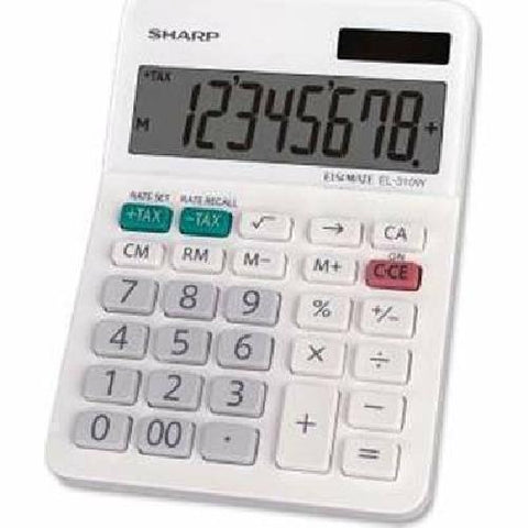 Wholesale-Sharp EL310 8 Digit White Slant Display Desktop Calculator with Tax Keys Ships from US-Calculators-Electro Vision Inc