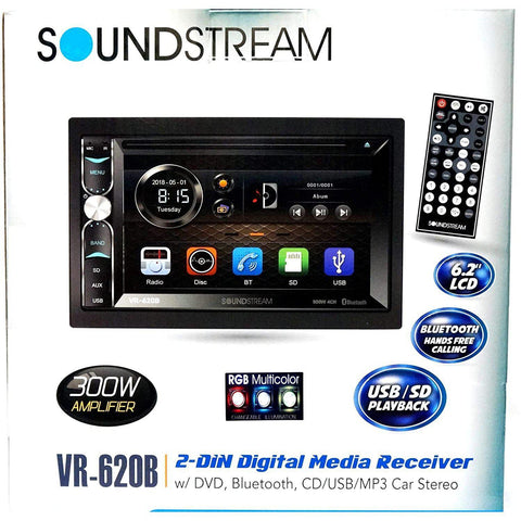 Wholesale-Soundstream VR-620HB In-Dash 2-DIN 6.2" Touchscreen LCD DVD Receiver with Bluetooth-Electro Vision Inc