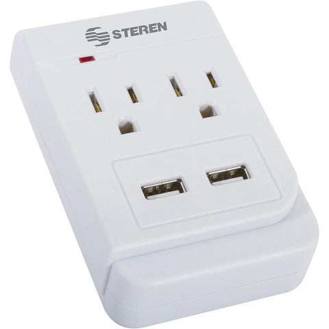 Wholesale-Steren 905-133 2 outlet AC grounding tap with 2 USB ports-Power Outlets & Sockets-Electro Vision Inc