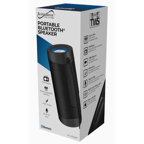 Wholesale-SuperSonic SC2342BT Portable Bluetooth Speaker With Multi-Color Ring Light - Black-Speakers-Electro Vision Inc
