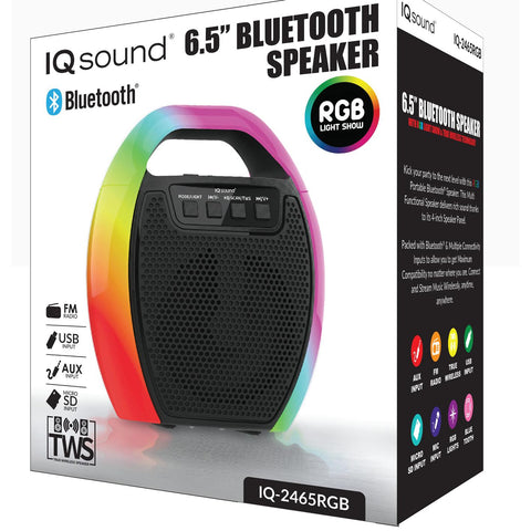Wholesale-Supersonic IQ246SRGB Speaker 6.5" Portable Bluetooth with RGB Handle-Speakers-Electro Vision Inc
