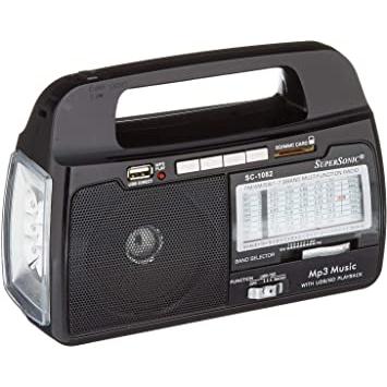 Wholesale-Supersonic SC1082 AM/FM Radio with USB/SD-Boombox Radio Alarm-Electro Vision Inc