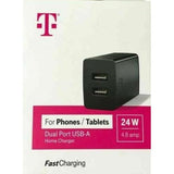 Wholesale-T-mobile Fast Charging Dual Port Usb A 24w / 4.8amp Wall Charger-Electro Vision Inc
