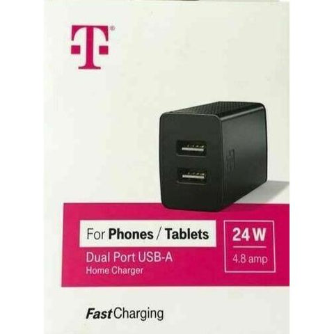 Wholesale-T-mobile Fast Charging Dual Port Usb A 24w / 4.8amp Wall Charger-Electro Vision Inc
