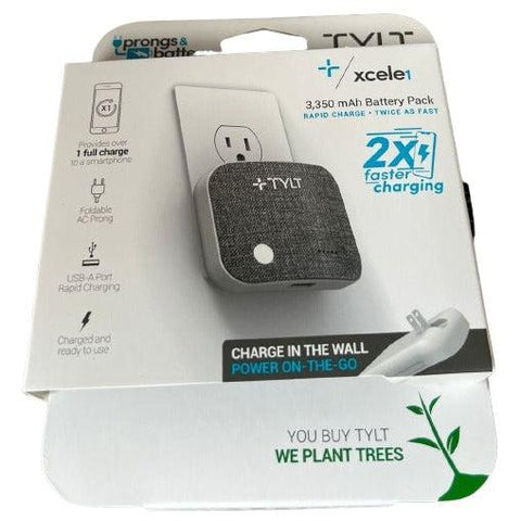 Wholesale-TYLT XCELE 1 3350 mAh Battery Pack Built-in Prongs & Battery USB-A Port-Power Bank-Electro Vision Inc