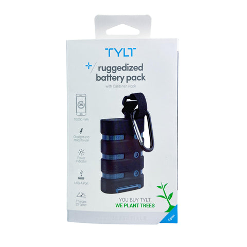 Wholesale-Tylt UPP9KRUGBKTE RUGGED BATTERY PACK POWER BANK WITH CARIBINER HOOK 10050mAh-Power Bank-Electro Vision Inc