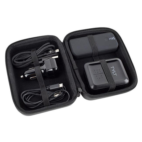 Wholesale-Tylt WA17CBKE TRAVEL KIT DUAL WALL CHARGER DUAL 12V ADAPTER & POWER BANK USB-C & MICRO-USB CAB-Power Adapter & Charger Accessories-Electro Vision Inc