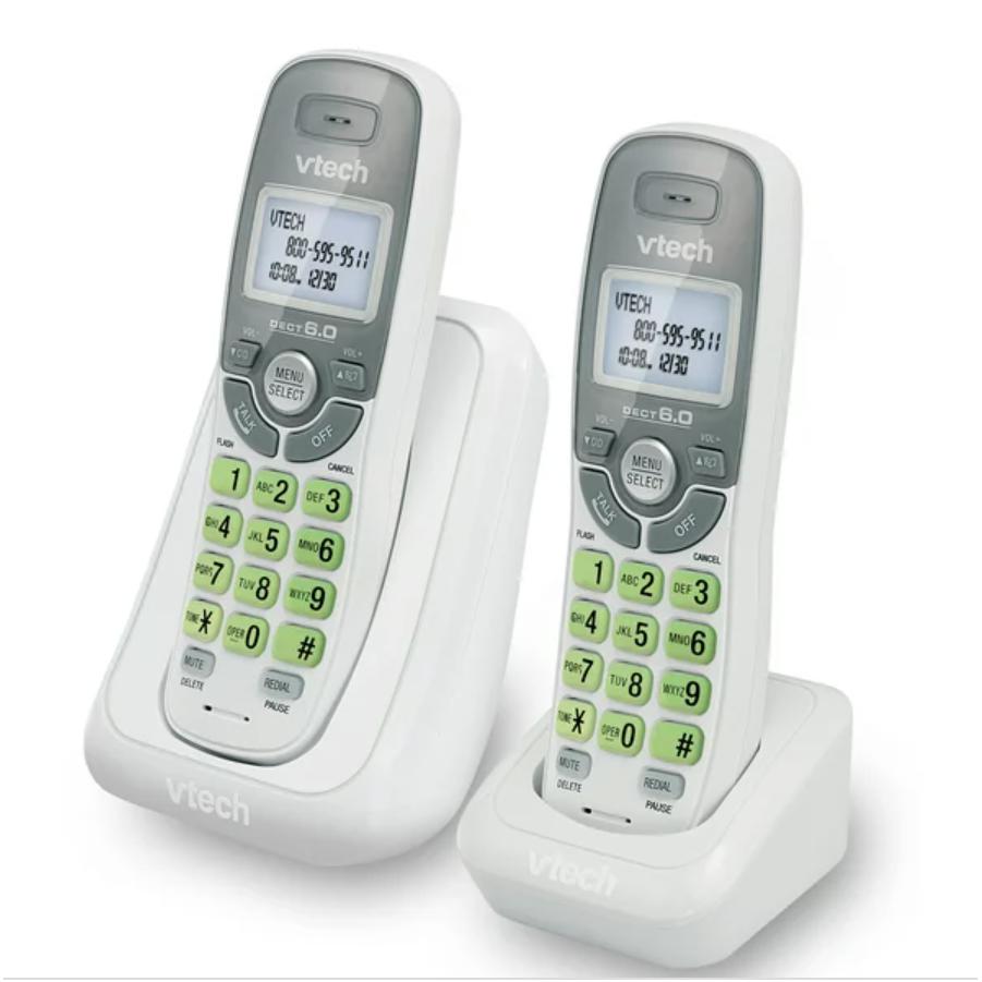 Wholesale-V-Tech CS6114-2 Double 2 Handset Cordless Phone - White-Cordless Phone-Electro Vision Inc