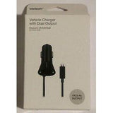 Wholesale-VERIZON VEHICLE CHARGER CABLE W DUAL OUTPUT MICRO USB - 5V 3.4A-Car Accessories-Electro Vision Inc