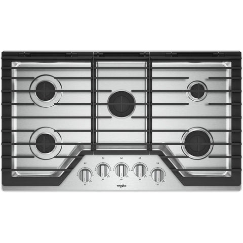 Wholesale-Whirlpool WCG55US6HS 36 in. Gas Cooktop in Black with 5 Burners and EZ-2-LIFT Hinged Cast-Iron Grates-Electro Vision Inc