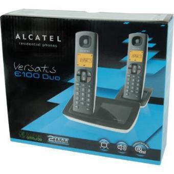 Wholesale-Alcatel E100 Slimline Cordless Dual Handset w Caller ID-Phone-Electro Vision Inc