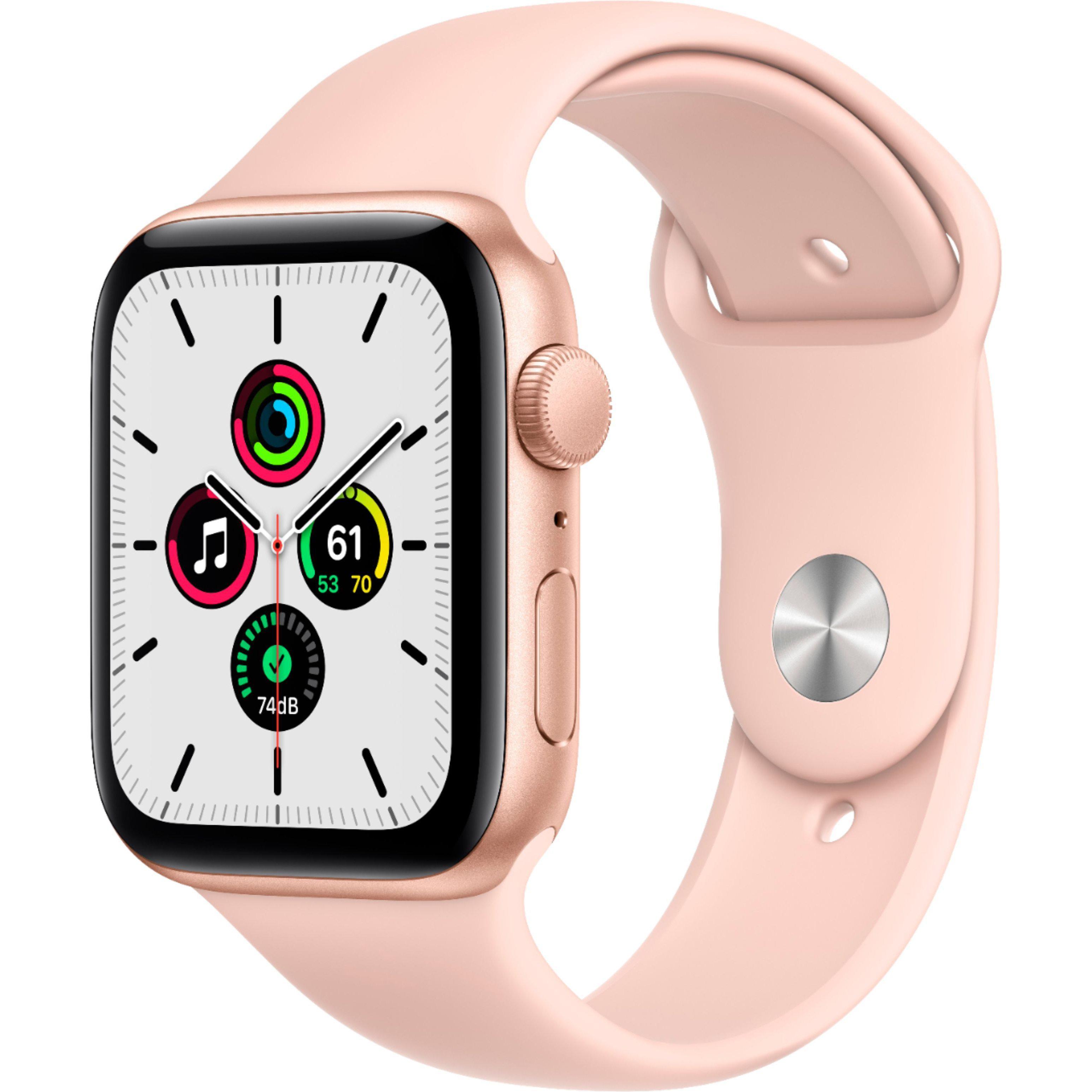Wholesale-Apple Watch SE MYDR2LL/A (GPS) 44mm Gold Aluminum Case with Pink Sand Sport Band - Gold-watch-Electro Vision Inc