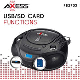 Wholesale-Axess PB2703 Portable MP3/CD Boombox-Boombox-Electro Vision Inc