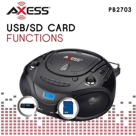 Wholesale-Axess PB2703 Portable MP3/CD Boombox-Boombox-Electro Vision Inc