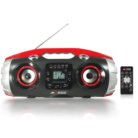 Wholesale-AXESS PBBT2709 PORTABLE BOOMBOX BT CD FM USB SD-Boombox Radio Alarm-Electro Vision Inc
