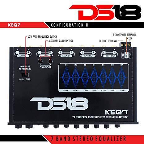 Wholesale-DS18 KEQ7 Seven Band Pre Amplifier Equalizer with Front Aux 7 Volt RCA-Car Audio-Electro Vision Inc
