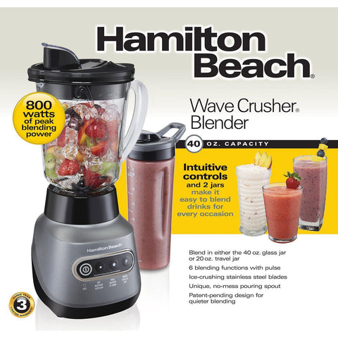 Wholesale-Hamilton Beach 58181 Wave Crusher Blender with Two Jars GLASS JAR-Blender-Electro Vision Inc