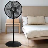 Wholesale-Lasko S18520 18" Adjustable Cyclone Pedestal Fan Black w Gray Blades-Fans-Electro Vision Inc