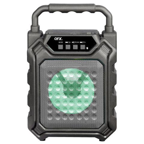 Wholesale-QFX PBX2 4" Rechargeable Portable Party Speaker w Light-Bluetooth Audio-Electro Vision Inc