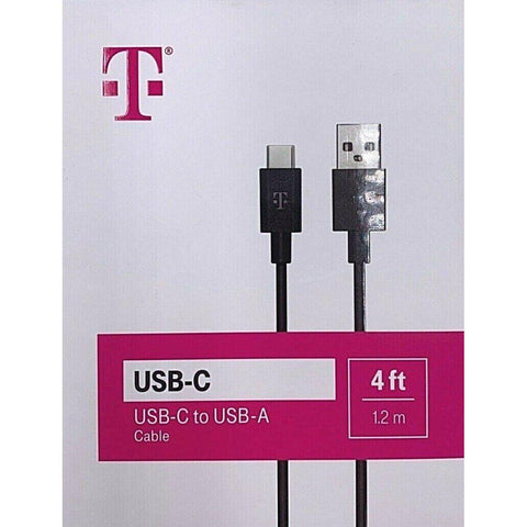 Wholesale-T-Mobile USB C to USB A Charging Cable - 4 ft - Black-Cable-Electro Vision Inc